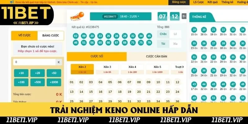 Cược Keno tại sảnh xổ số 11BET Cược Keno tại sảnh xổ số 11BET